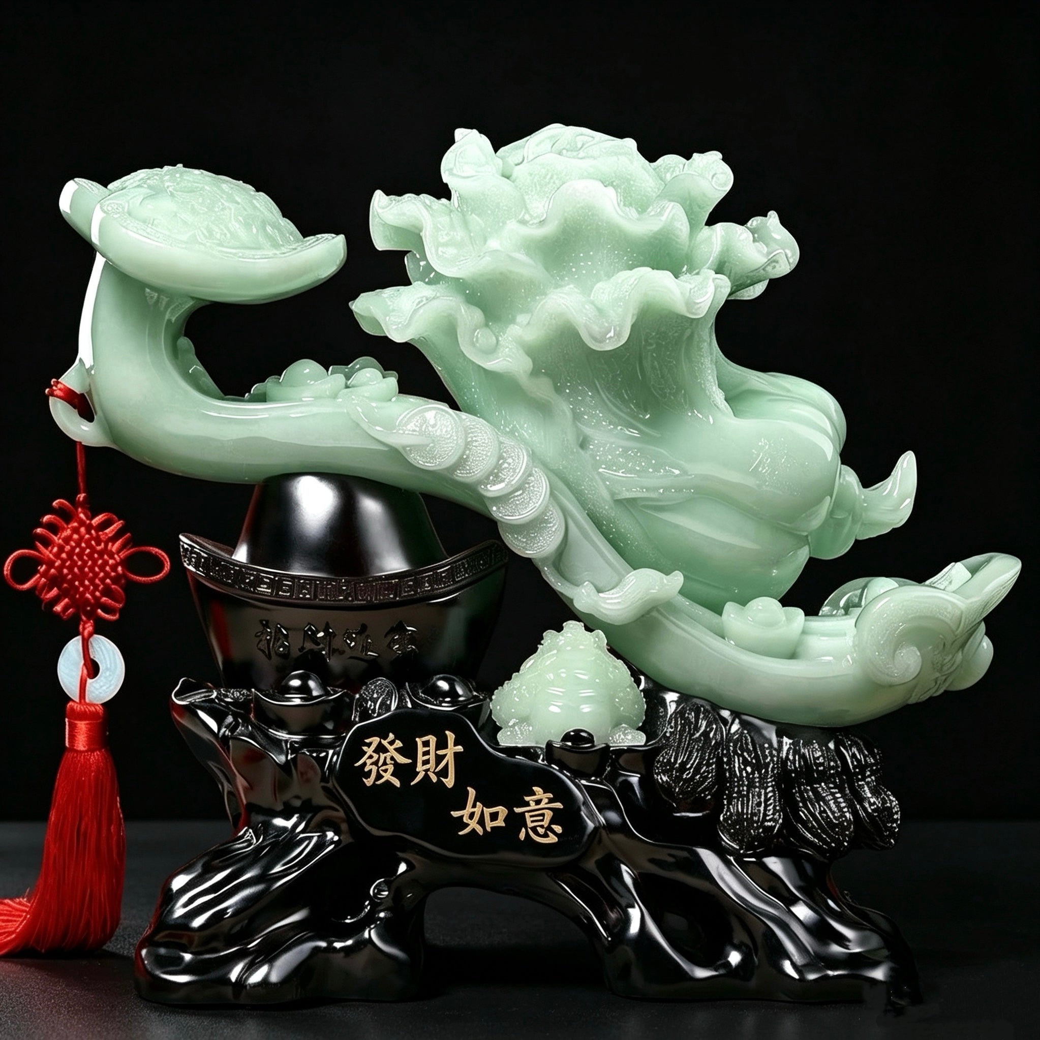 玉白菜如意擺件